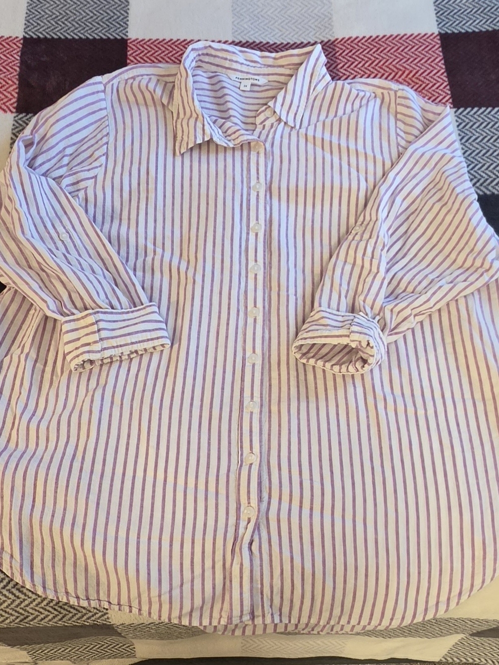 Classic Striped Button-Up Shirt in Lavender and White